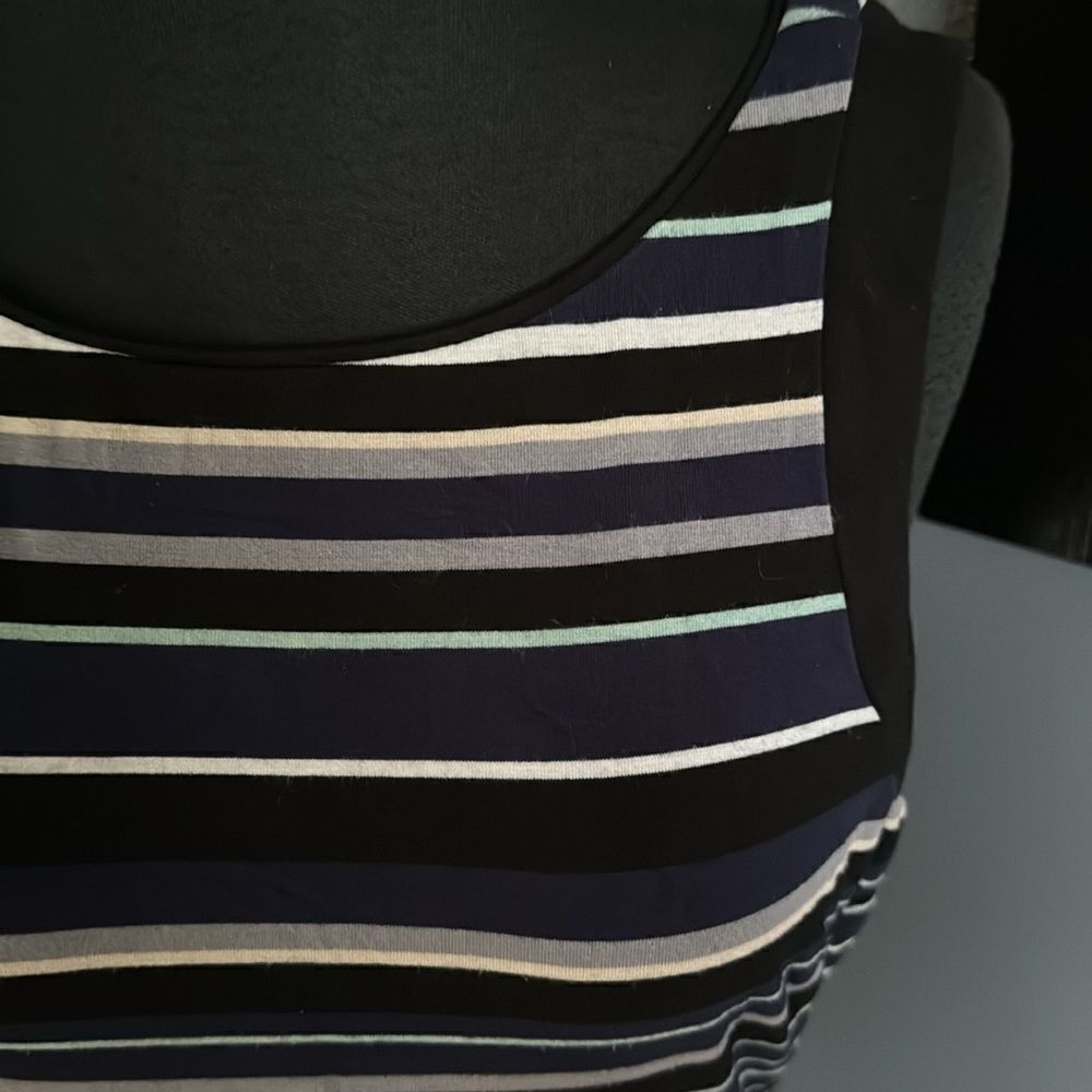 White House Black Market stripe stretch jersey lined tank style V back sheath - Picture 9 of 9